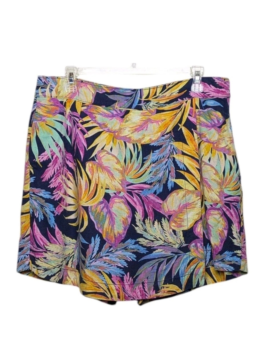 St. John's Bay Linen Tropical Floral Faux Wrap Skort Skirt Skort
